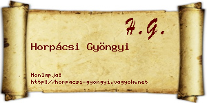 Horpácsi Gyöngyi névjegykártya